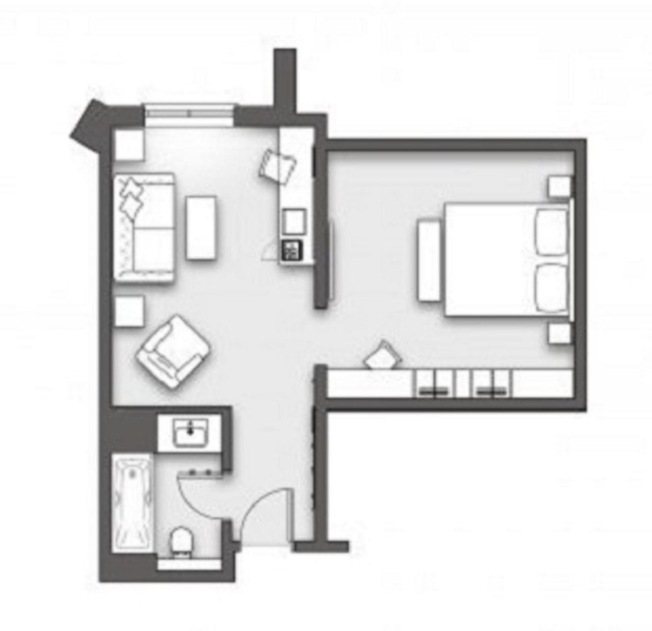 Boulevard Hotel Blackpool Rum bild A studio apartment layout